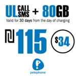 Pelephone Prepaid SIM Card - Unlimited Local calls and SMS + 80GB for 30 Days